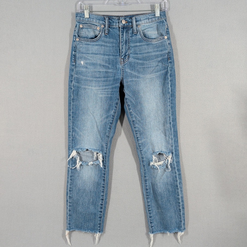 Madewell‎ Jeans Womens 25 Blue High Rise Slim Boyjean Distressed Denim